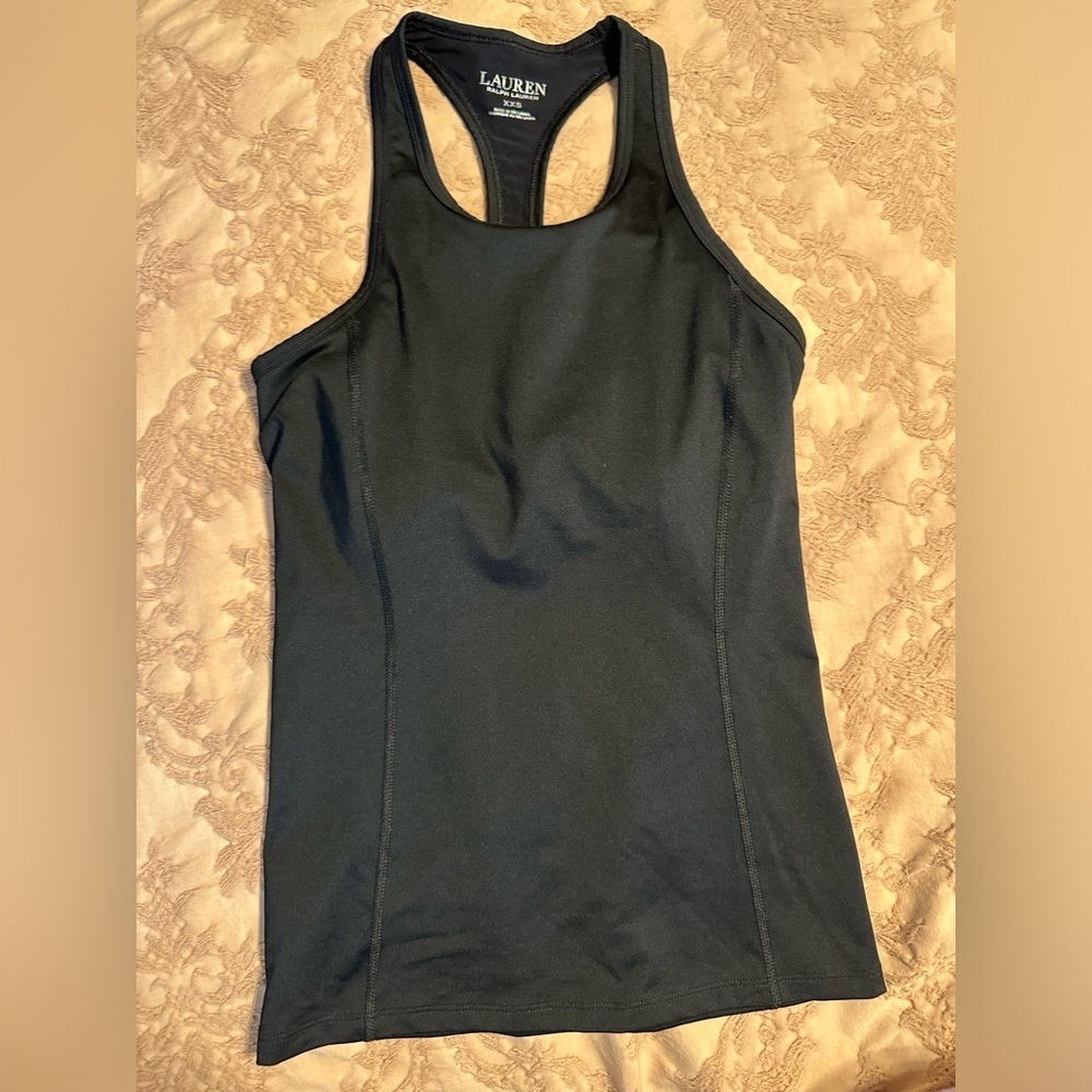 Black Ralph Lauren workout tank with built in bra (no cups)
